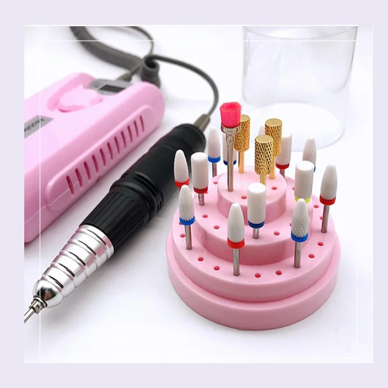 1PC Simple 48 Holes Professional Nail Art Drill Bit Holder Exhibition Stand Displayer Manicure Tool Acrylic Cover Box Vue