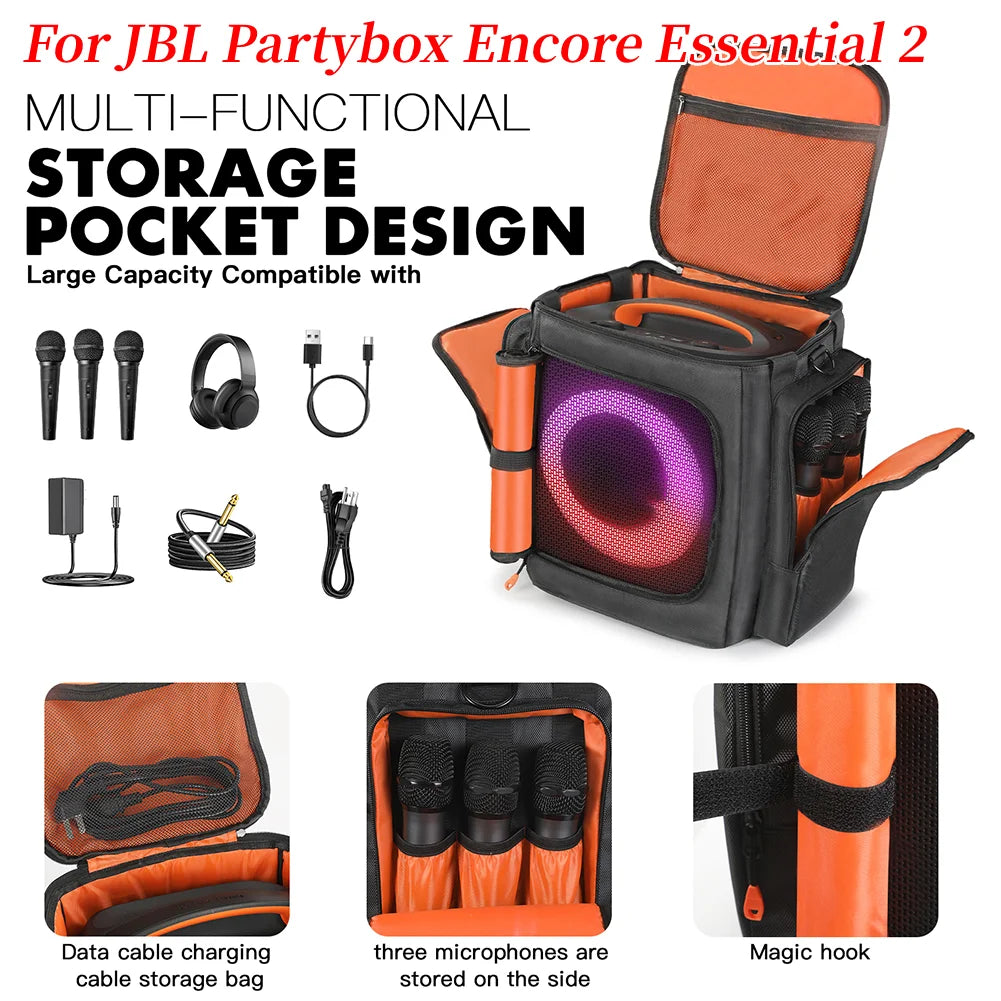 For jbl Partybox Encore Essential 2 Portable Speaker Dust Case Large Capacity Double-Sided Speaker Storage Bag Speaker Carry Bag Vue