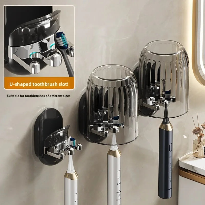 Toothbrush Storage Rack wall Mounted Drain and Wash set Independent Single cup Mouthwash cup Storage rack Vue