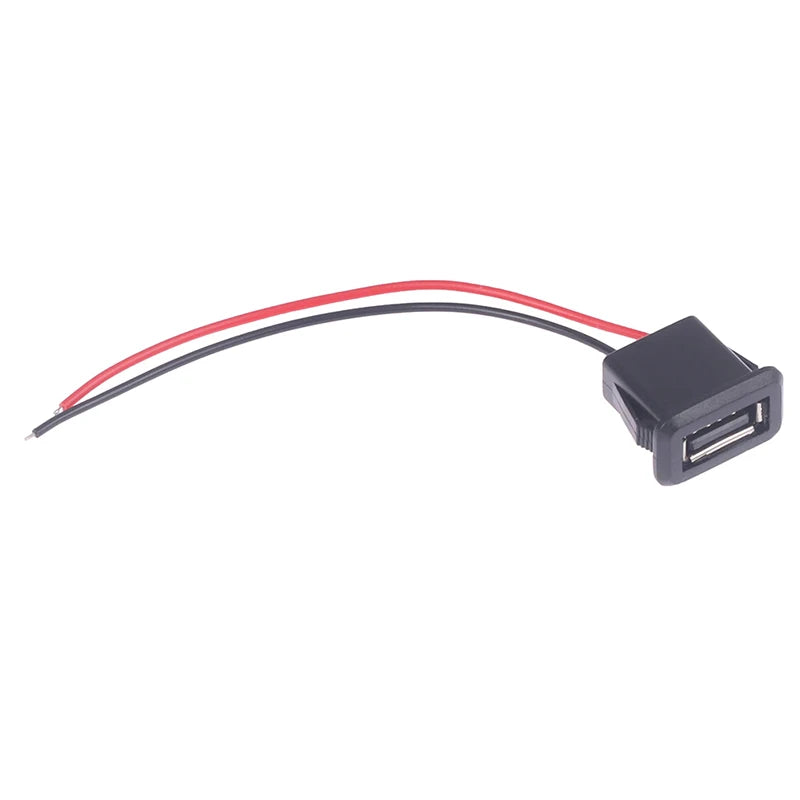 1PCS USB Charger Socket USB 2.0 Female Power Jack USB2.0 Charging Port Connector With Cable Vue 2Pin