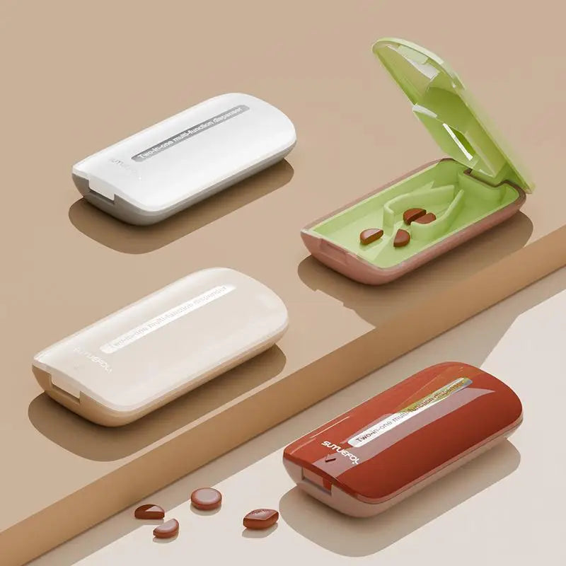 Portable Pill Cutter Splitter Sharp Blade Dustproof Storage Lid Travel Outdoor Medicine Cutting Tool For Different Size Tablets Vue