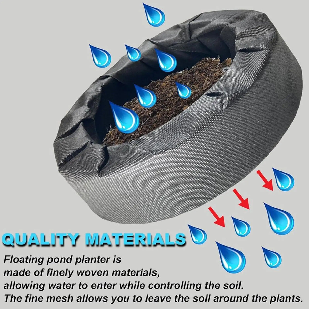18cm/27cm Fabric Floating Pond Planter Aquatic Flower Container Floating Garden Island Pot for Outdoor Water Pond Aquatic Plants Vue