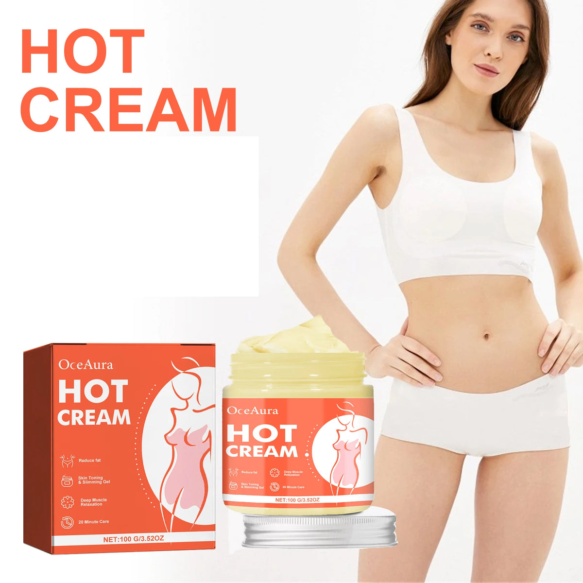 Ginger Fat-Burning Cream: A slimming massage cream that moisturizes and firms arms, thighs and waist, highlighting curves. Vue