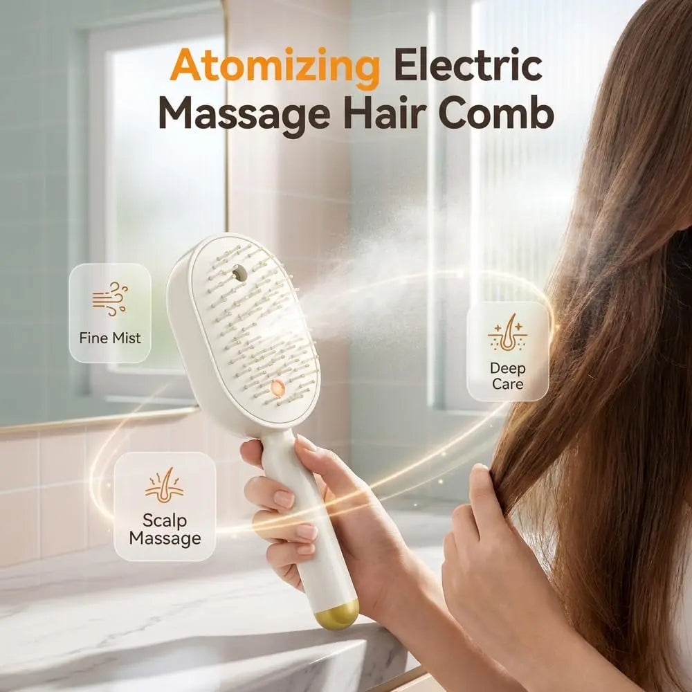 Electric Steam Brush, Rechargeable Detangling Steam Hair Straightener, Rechargeable Water Spray Hair Brush for Long Short Hairs Vue
