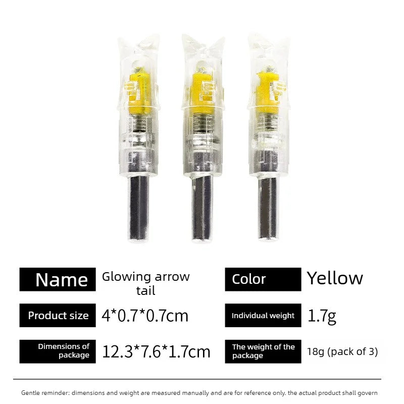LED Lighted Arrow Nock with Switch 6.2mm ID Universal Short Arrow Tail Archery Shooting Accessory Wrench‑free Operation Vue Yellow
