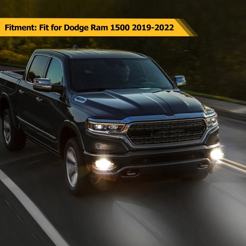 1Pair Car Front Bumper Driving Lamps LED Fog Light Assembly For Dodge Ram 1500 2019-2022 Vue