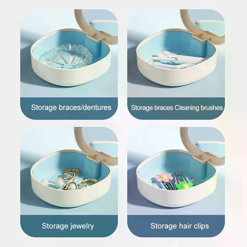 1 Pcs Braces Case With Mirror Dental Retainer Box Case Magnetic Aligner Mouth Guard Container For Teeth Travel False Denture Box Vue