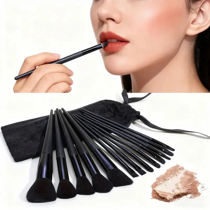 13pcs Professional Makeup Brush Set with Storage Bag Soft Fluffy Cosmetic Foundation Powder Eyeshadow Kabuki Blending Brush Vue