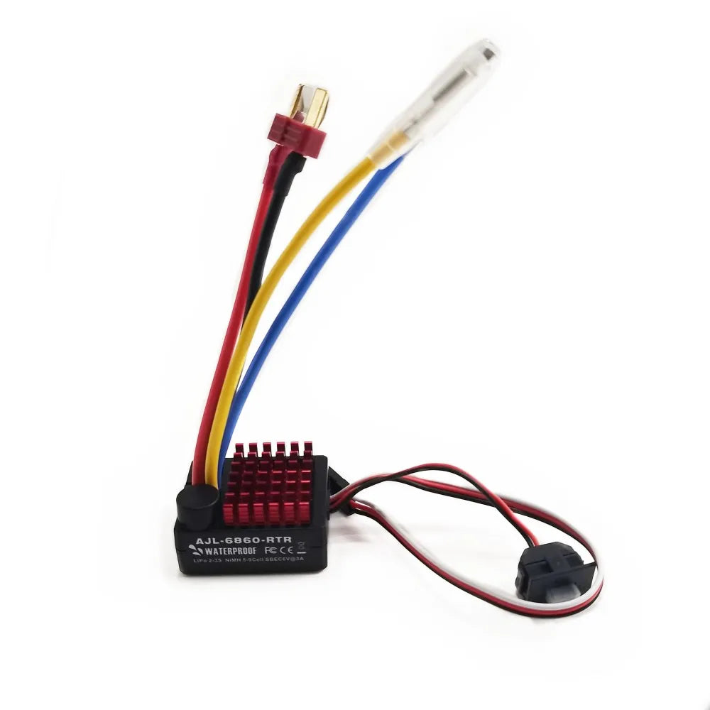 RC Model 60A Brushed ESC Speed Controller 2S 7.4V LiPo Brushed Electronic Speed Controller for 370 390 540 Brushed Motor Vue