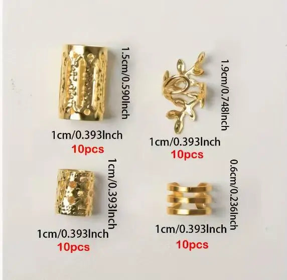 40Pcs Hair Ring Braid Dreadlocks Hole Micro Beads Adjustable Cuff Clip Hip Hop Hair Braid Styling Small Silver Gold Plated Vue 40 - Golden