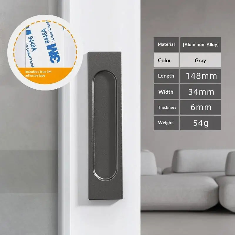 Aluminum Alloy Self Adhesive Sliding Door Handle Punch Free No Drill Needed for Kitchen Window Door Modern Look Vue A3