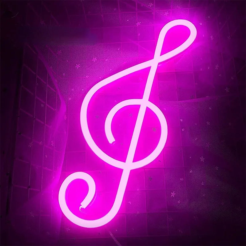 Music Note Guitar LED Neon Light Festival Decoration Luminous Neon Lamp Bedroom Living Room KTV Bar Party Home Decor Lamp Vue
