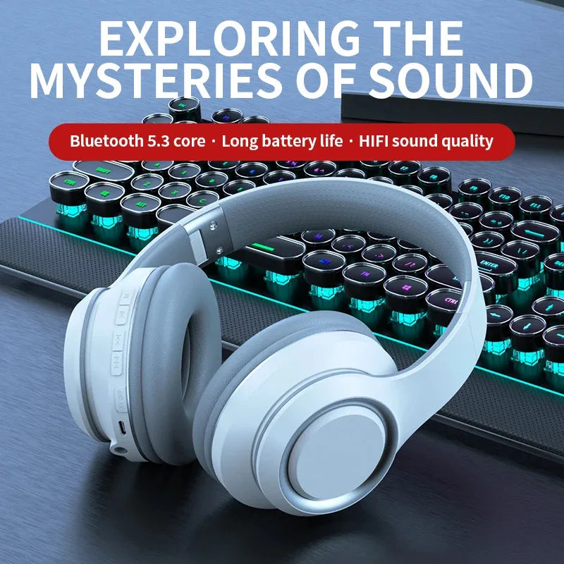Wireless Bluetooth 5.0 Headphones – Mic, TF Card & Display Wireless Over-Ear Headphones Vue
