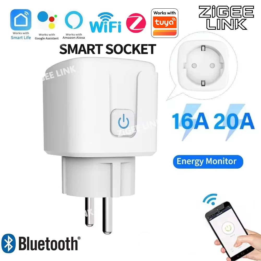 Smart Plug EU WiFi Zigbee Socket 16A/20A Power Monitor Smart Life APP Control Remote Timer Voice Control Alexa Google Home Vue