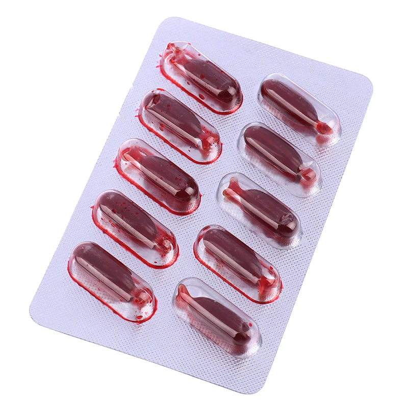 Fake Blood Pill Vampire Toy Capsules Horror Funny Halloween Prank