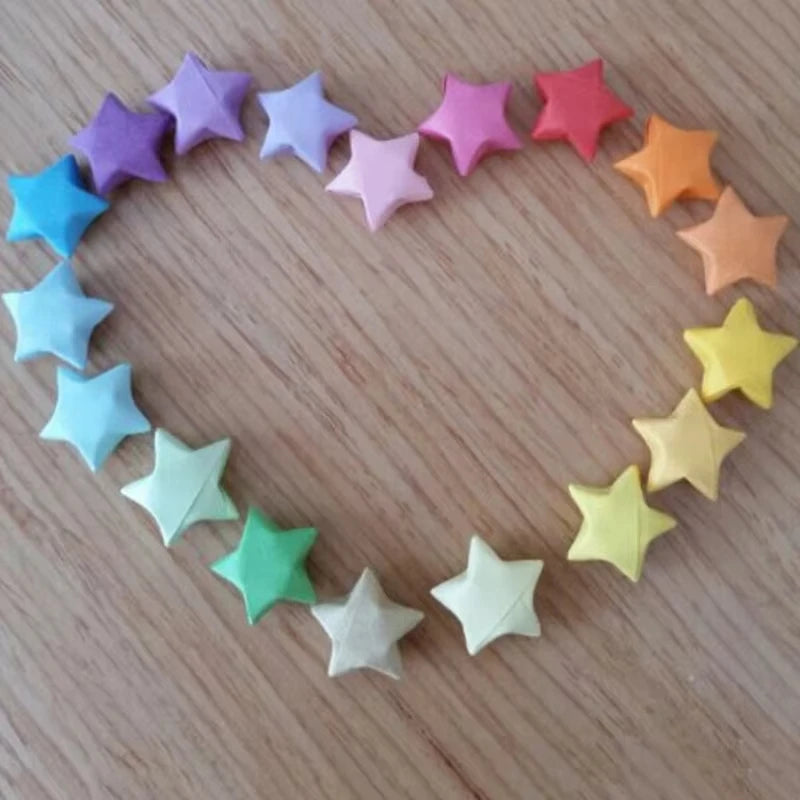 Origami Lucky Star Ribbons Colors Strips Paper Folding Kit Lucky Wish Star Decoration Wishing Star For Kids (Random Color) Vue