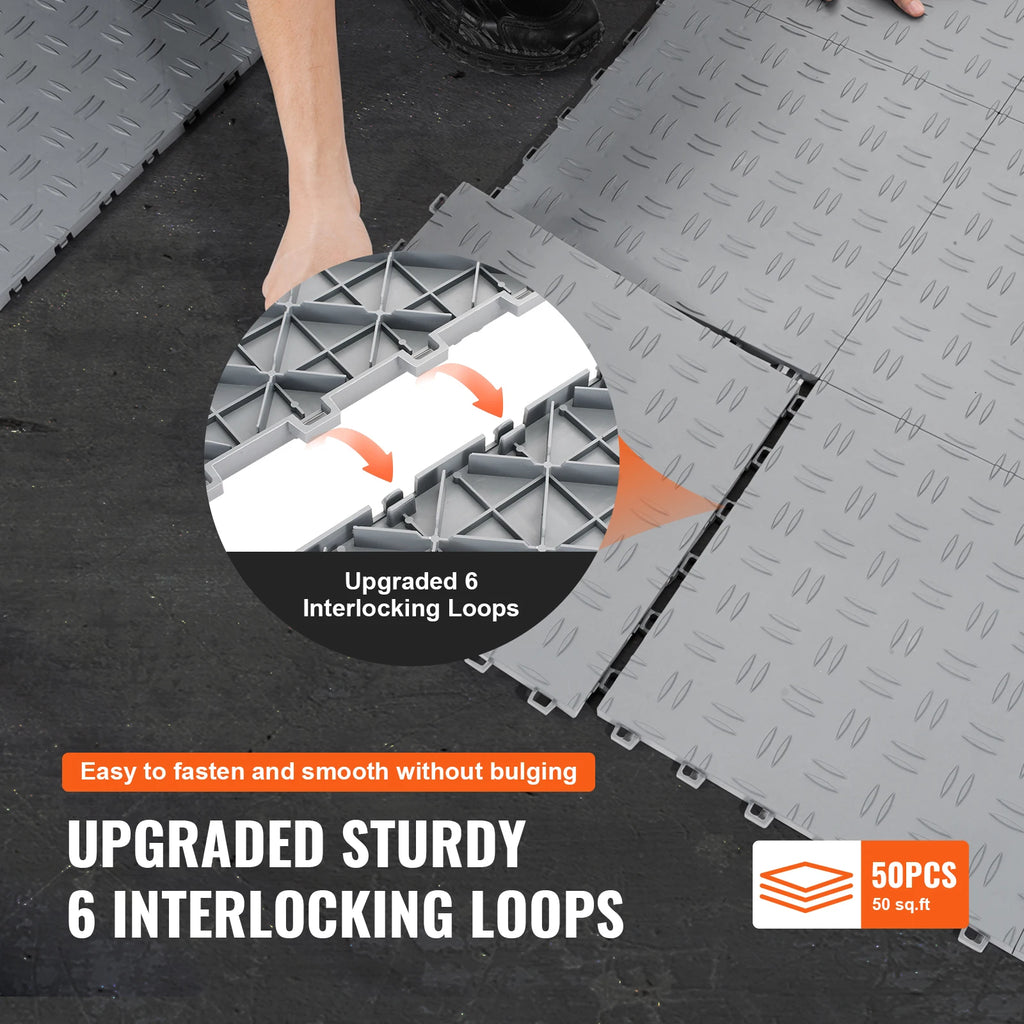 Interlocking Garage Floor Tiles – Non-Slip Heavy-Duty PP, 25 Sq Ft Interlocking Floor Tiles Vue