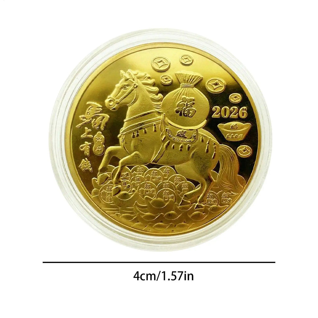 4cm Gold/Silver Commemorative Coin Blessing Lucky Horse Coin 2026 Year of the Horse Souvenir Art Home Decor Metal Collector Vue