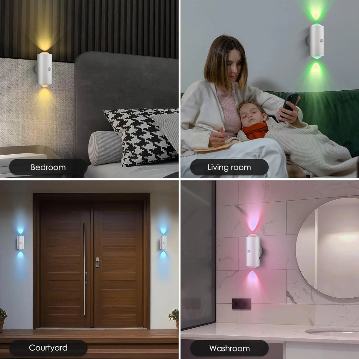 1-20PC Magnetic RGB Color Changing Night Light Smart Motion Sensor Rechargeable Wall Lamp for Garden Hallway Stairs Nursery Room Vue