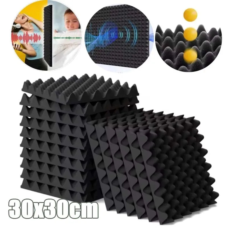 12PCS High Density Acoustic Egg Crate Foam Fireproof Soundproof Panel for Wall Door Studio Home Recording Room Noise Reduction Vue