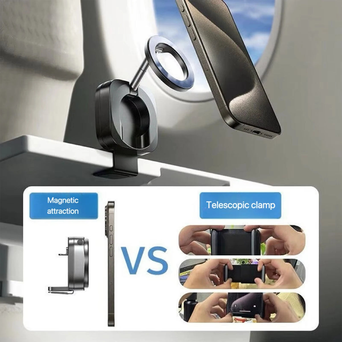 Magnetic Phone Mount Car Phone Holder Mount For Backseat Foldable Smartphones Stand For Calling Navigation GPS Video Recording Vue