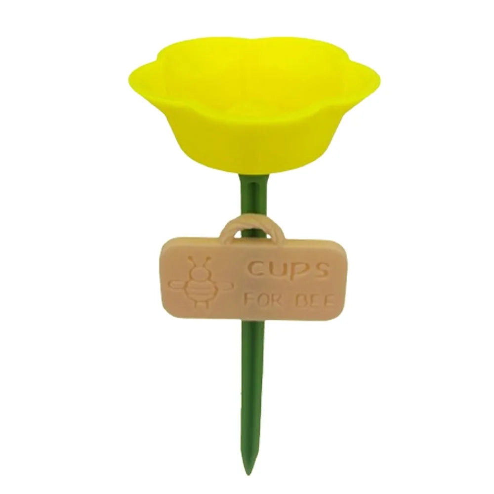 Flower Shaped Bee Watering Station Weatherproof Colorful Wild Bees Water Bowl Rust-resistant UV Resistant Pollinator Feeder Vue Yellow