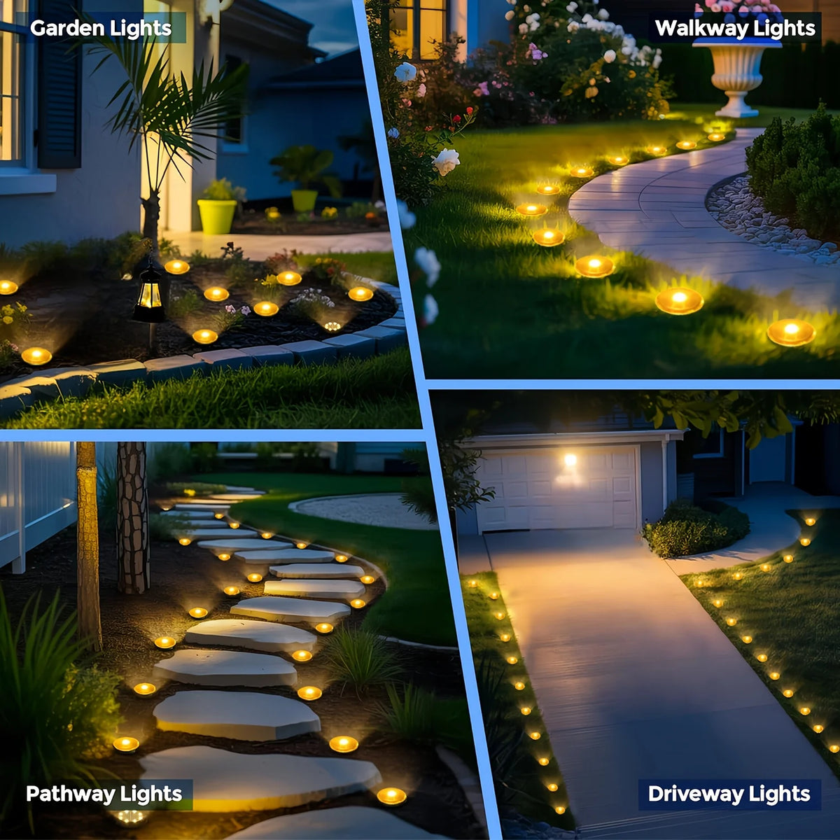 10/20Pcs Solar Pathway Lights, 8 Lighting Modes Ground Stake Outdoor Garden Lights with Auto On/Off Sensor for Lawn Yard Walkway Vue