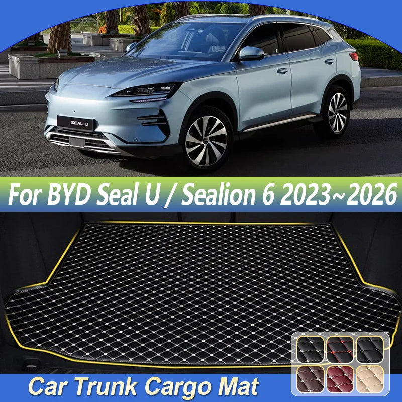 Leather Car Trunk Mat For BYD Seal U 2023 2024 2025 2026 Sealion 6 SA3 Anti-dirty Cargo Boot Storage Cushion Carpet Accessories Vue