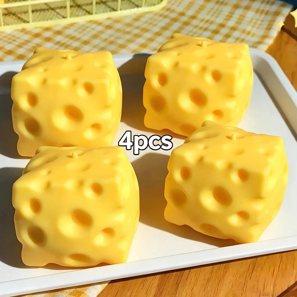2026 New Squishy Square Cheese Squeeze Toys Slow Rebound Stress Relief Sensory Toy Soft Butter Cheese Party Toy Vue ZFXNNL-4pcs