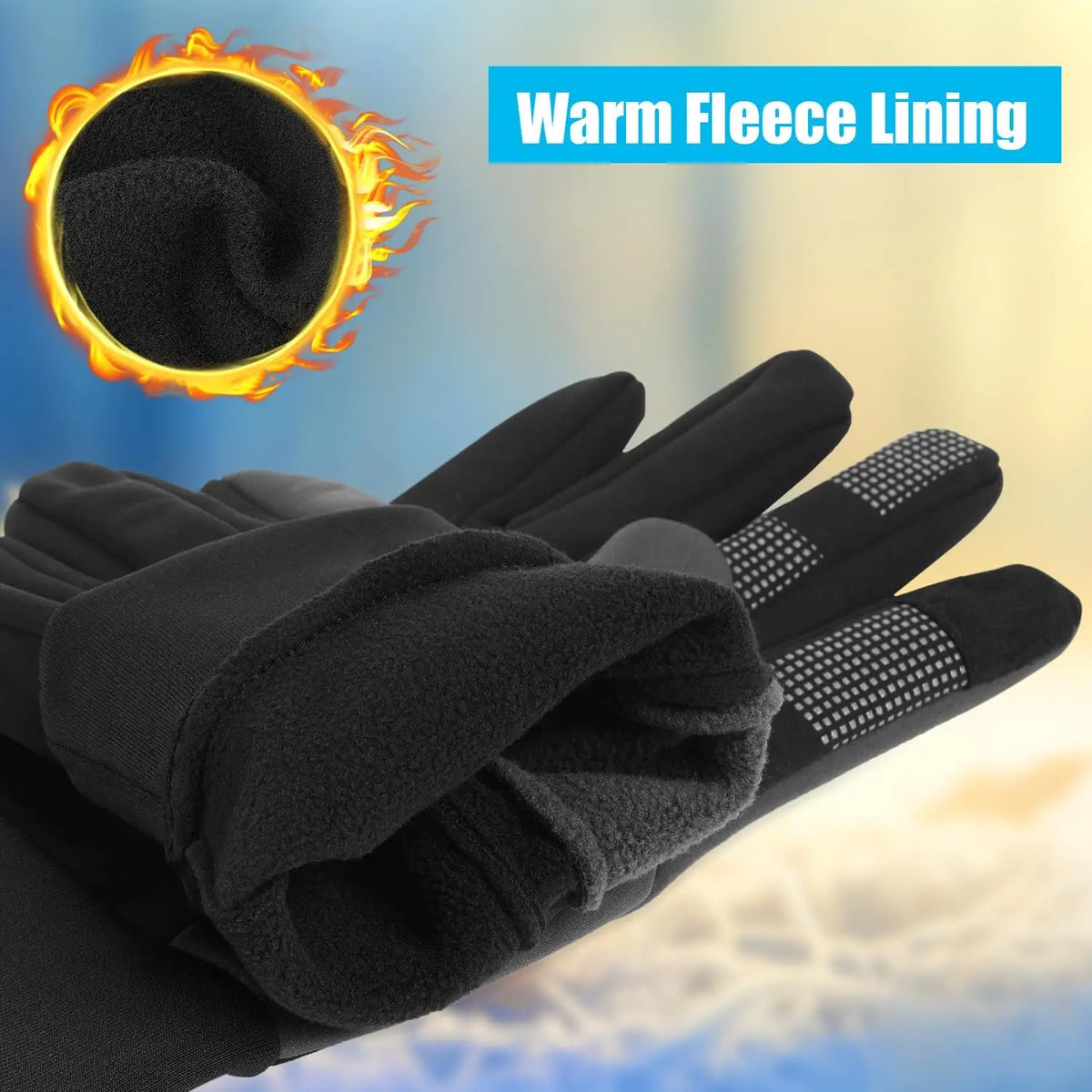 1-4Pairs Winter Gloves for Men Waterproof Windproof Touchscreen Thermal Fleece Lined Non Slip Palm for Cycling Driving Sports Vue