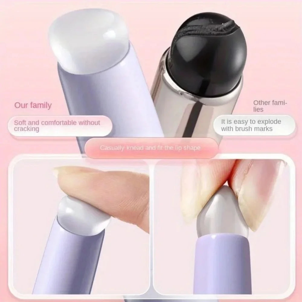 Silicone Lip Brush with Cover Portable Round Tip Lipstick Concealer Blending Applicator Makeup Tool ABS Handle for Beginners Vue
