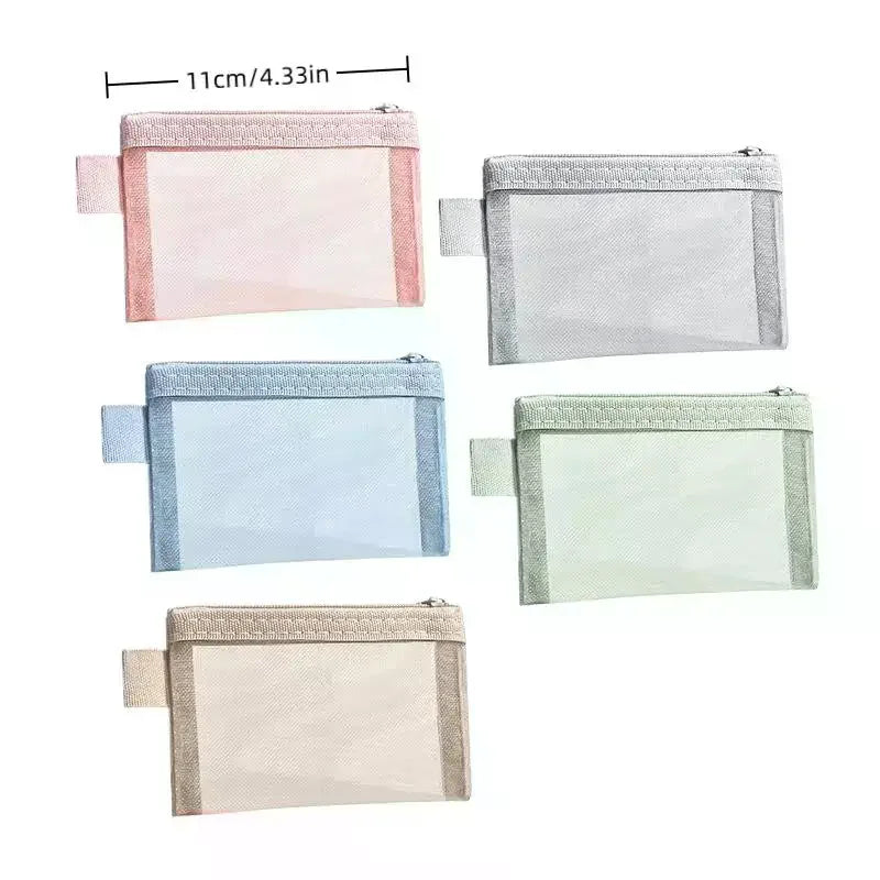 1Pc Portable Mini Zipper Mesh Storage Bag Coin Purse Small Square Mesh Coin Purse Travel Storage Carry Pouch With Zippered Vue