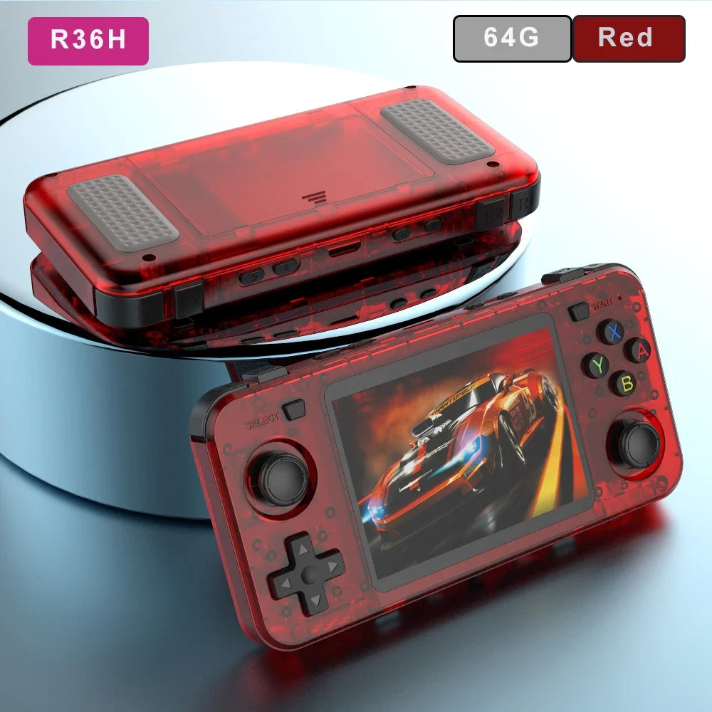 R36H Retro Handheld Console Open-Source Linux System Game Consoles 3.5 inch IPS Screen Portable Video Player For Children's Gift Vue R36H Red 64G