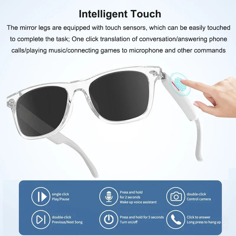 Translator Glasses AI 144 Languages Bluetooth Translation Sunglasses Chat Intelligent Real-time Voice Rssistant Smart Glasses Vue