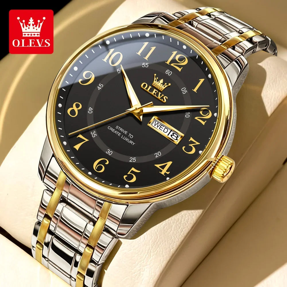 OLEVS 2891 Men's Luminous Stainless Steel Quartz Watch Men's Quartz Watch Vue