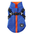 Waterproof Adjustable Dogs Down Clothes Warm Windproof Dog Coat with Harness Soft Dog Jacket for Dogs Cats Vue Blue L