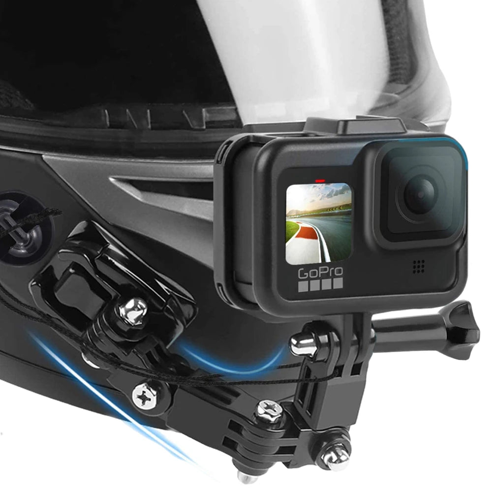 Motorcycle Helmet Mount For Gopro Hero 10 9 8 7 6 5 4 3 Yi osmo Action Sports Camera Mount Full Face Holder Accessories Strap Vue