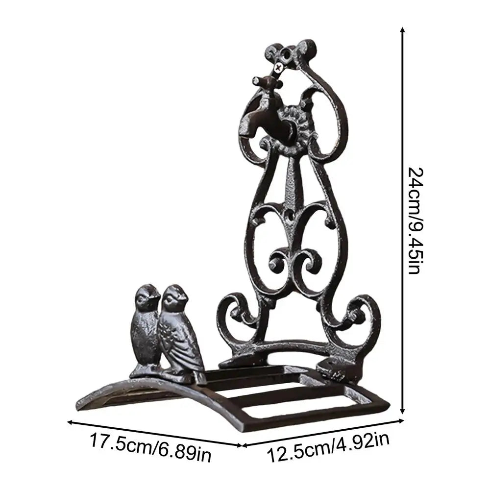 Iron Bird Design Vintage Wall Mount Water Hose Holder Rack for Indoor Courtyard Garden Patio Deck Fence House Vue A