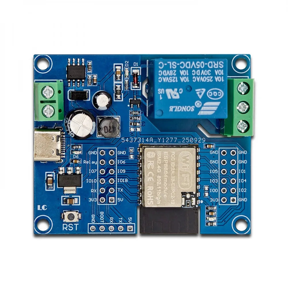 ESP32-C2 1 Channel Relay Module Replace ESP-12F DC5-60V Development Board UART Flash 2x12Pin Programmable Control Relay Module Vue