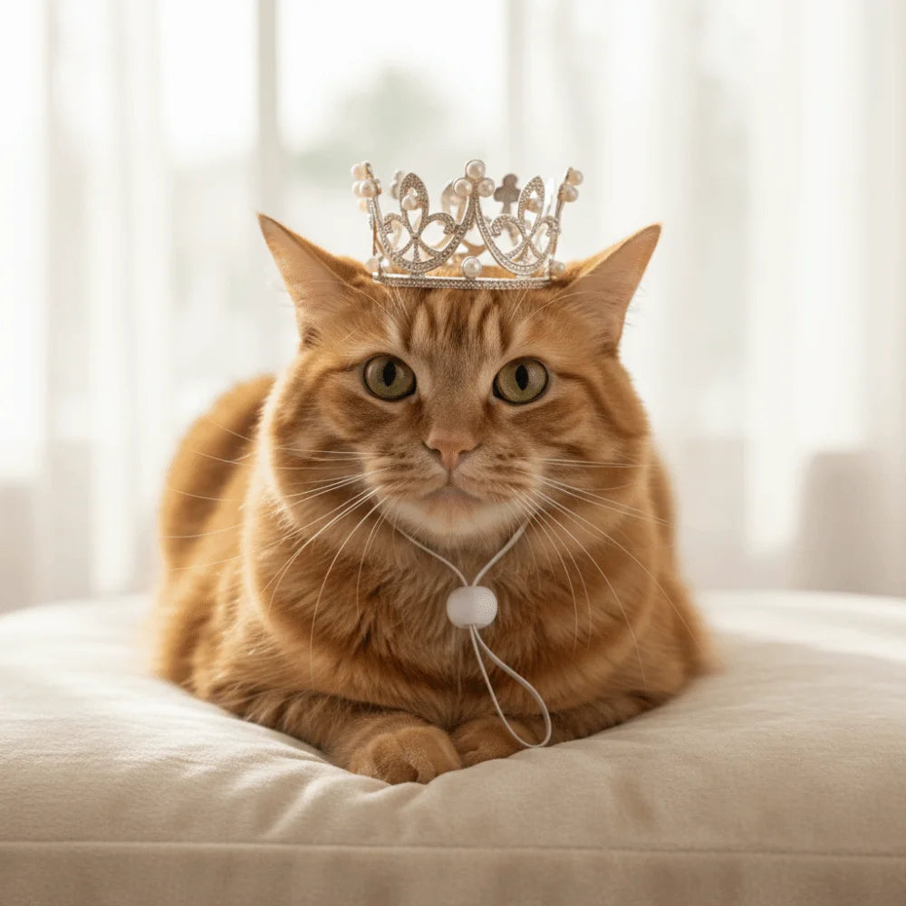 Cat Cosplay Headwear Adjustable Pet Crown Headdress Alloy Shining Cat Crown Hat Elegant Pet Party Decorations Pet Show Vue