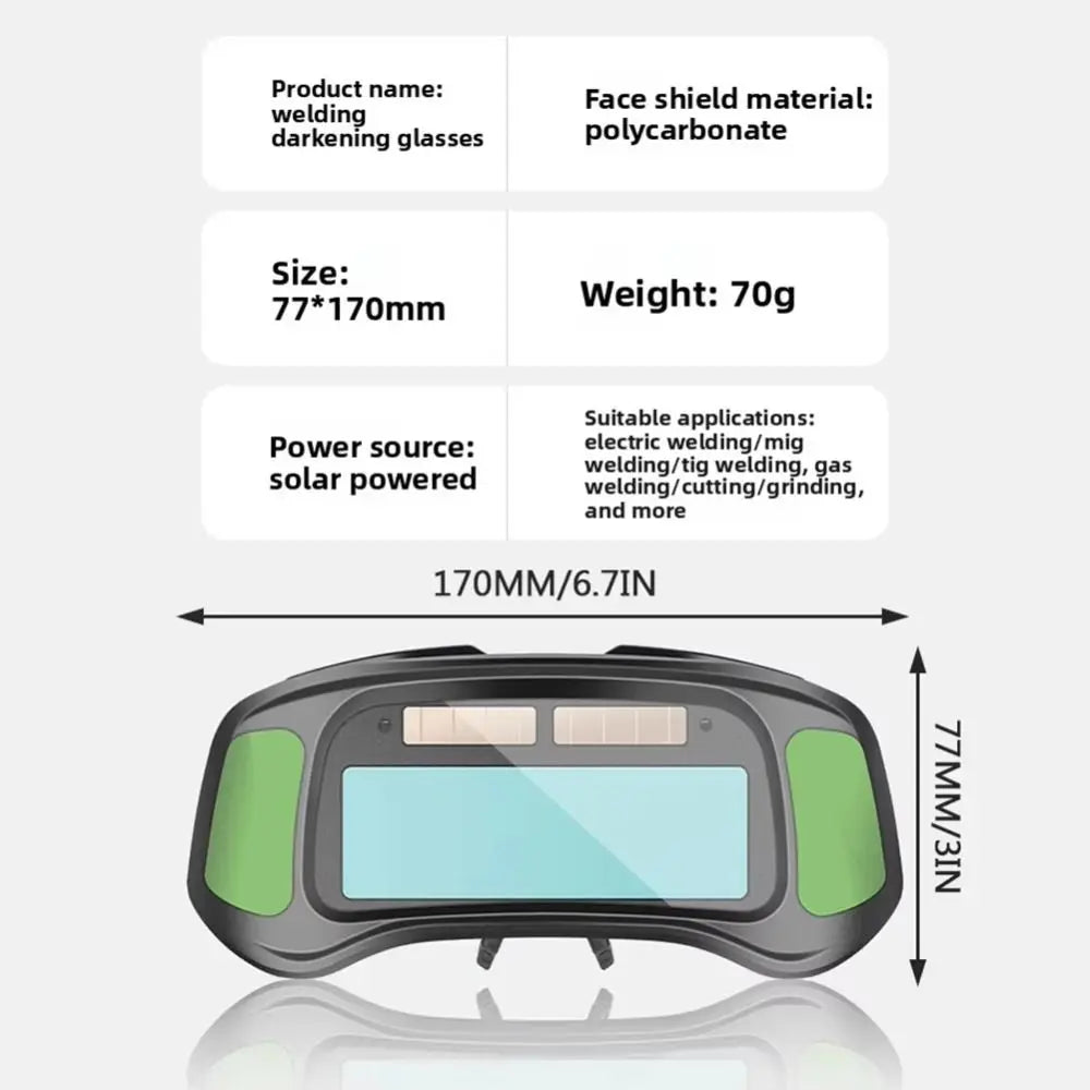 Headworn Automatic Dimming Welding Glasses Dimming Argon Arc Soldering Glasses Eye Protection Anti-glare Solder Lenses Working Vue