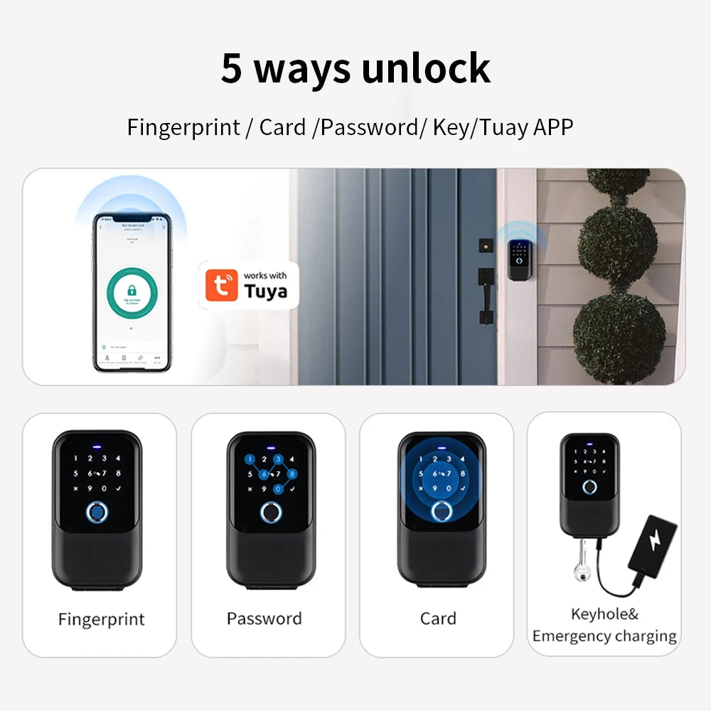 TTlock/work with tuya app Password Smart Fingerprint Digital Card Smart Tuya Electronic Portable IP66 Smart Lock Box Vue
