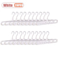 1-20PCS 9 Hole Collapsible Hanger Rotating Magic Foldable Clothes Organizer Space Saving for Closet Scarf Tie Belt Storage Holde Vue White-20PCS