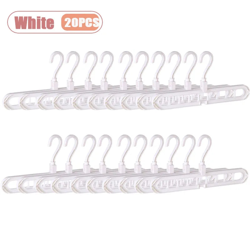 1-20PCS 9 Hole Collapsible Hanger Rotating Magic Foldable Clothes Organizer Space Saving for Closet Scarf Tie Belt Storage Holde Vue White-20PCS