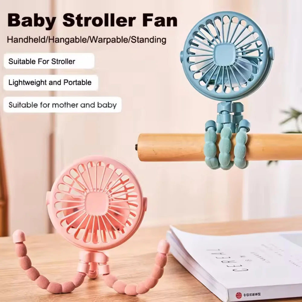 Octopus shape handheld fan standing, hanging and winding 4 forms night light design rechargeable long battery life mini fan Vue