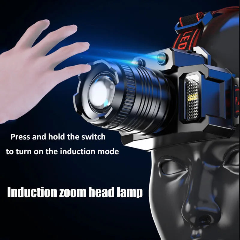 LED Sensor Headlamp Camping Search Light Head Flashlight Rechargeable Powerful Head Lamp Front Lanterns Headlights 5 Styles Vue