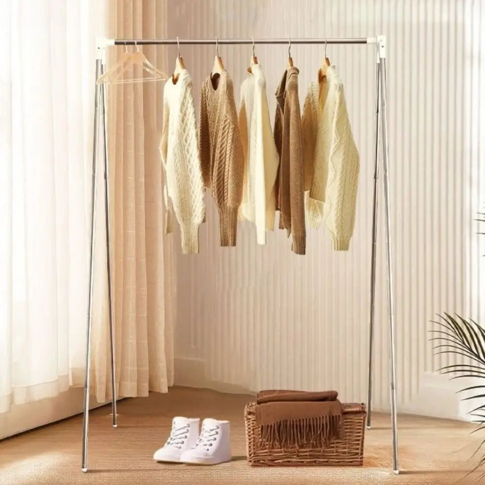 Stainless Steel Travel Garment Rack Adjustable Angle Space Saving Folding Clothes Rack Compact with Non Slip Feet Vue