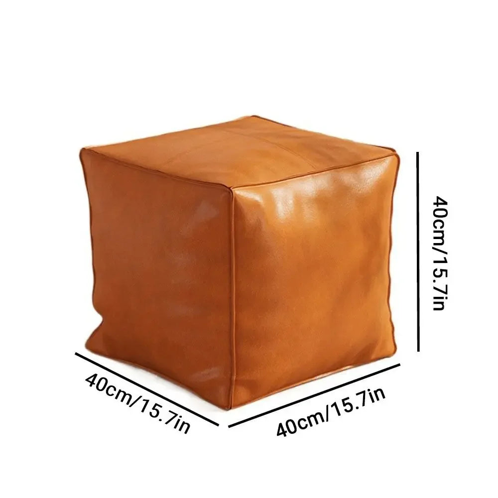 Foot Rest Non-Slip Storage Stool Waterproof Large Capacity PU Leather Ottoman Stackable Square Leather Pouf Tatami 발받침대 스툴 Vue