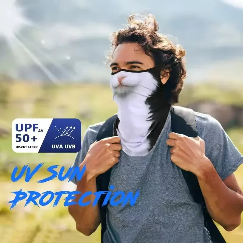 1-20PCS Summer Lce Silk Breathable Bandana Cycling Running Scarf Riding Hiking Sports 3D Animal Face Mask Scarf Neck Protection Vue