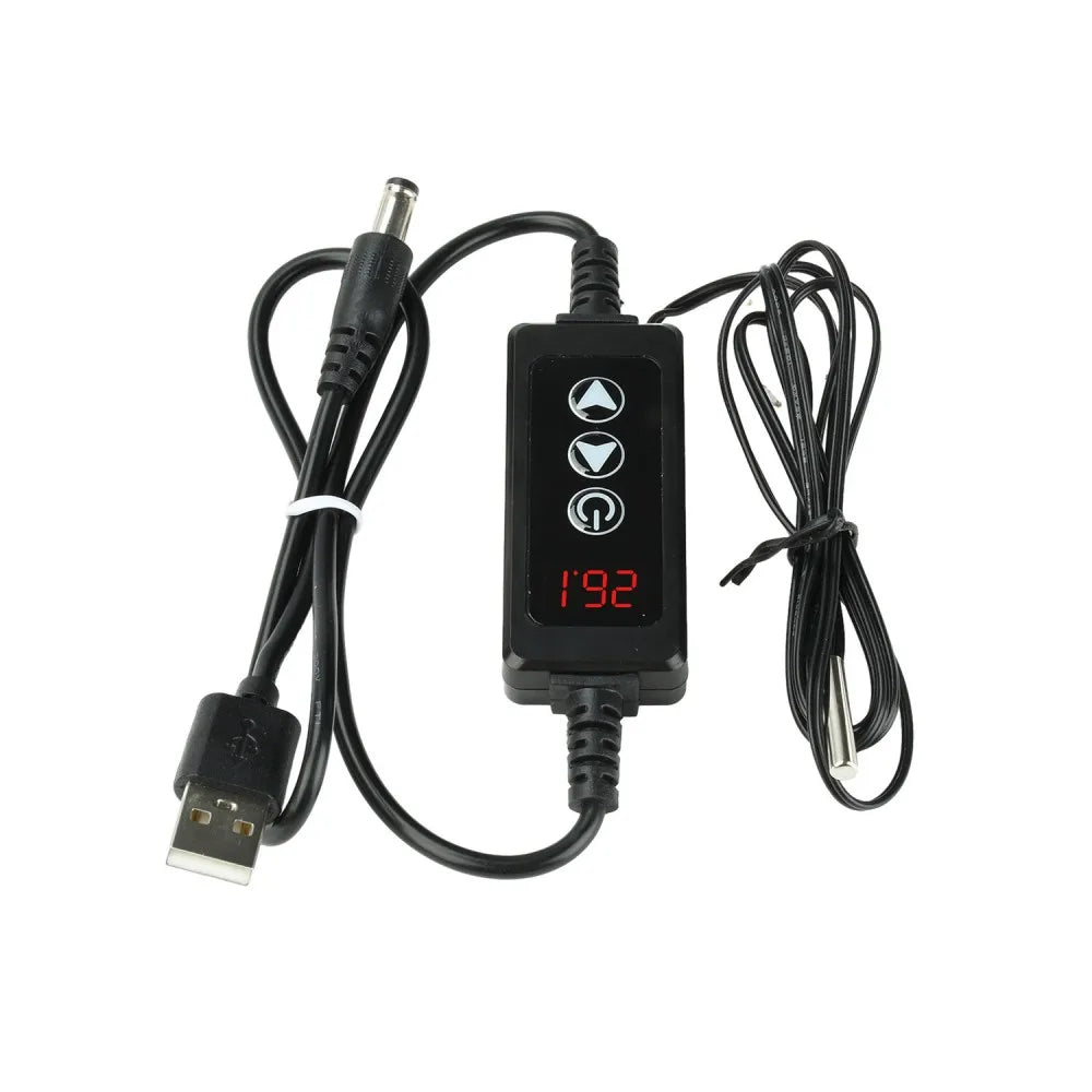 W-3301A Line Controlled Digital Thermostat Timer Switch DC 5-24V Heating Cooling Mode -20~120℃ NTC Probe 999 Min Timer Lock Vue